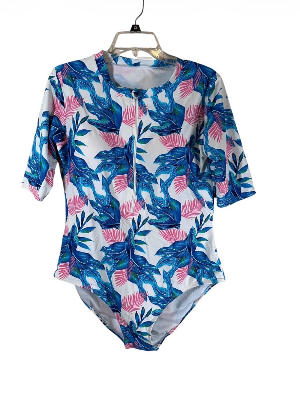 One piece half sleeve zipper front high neck swim suit women’s 2XL
